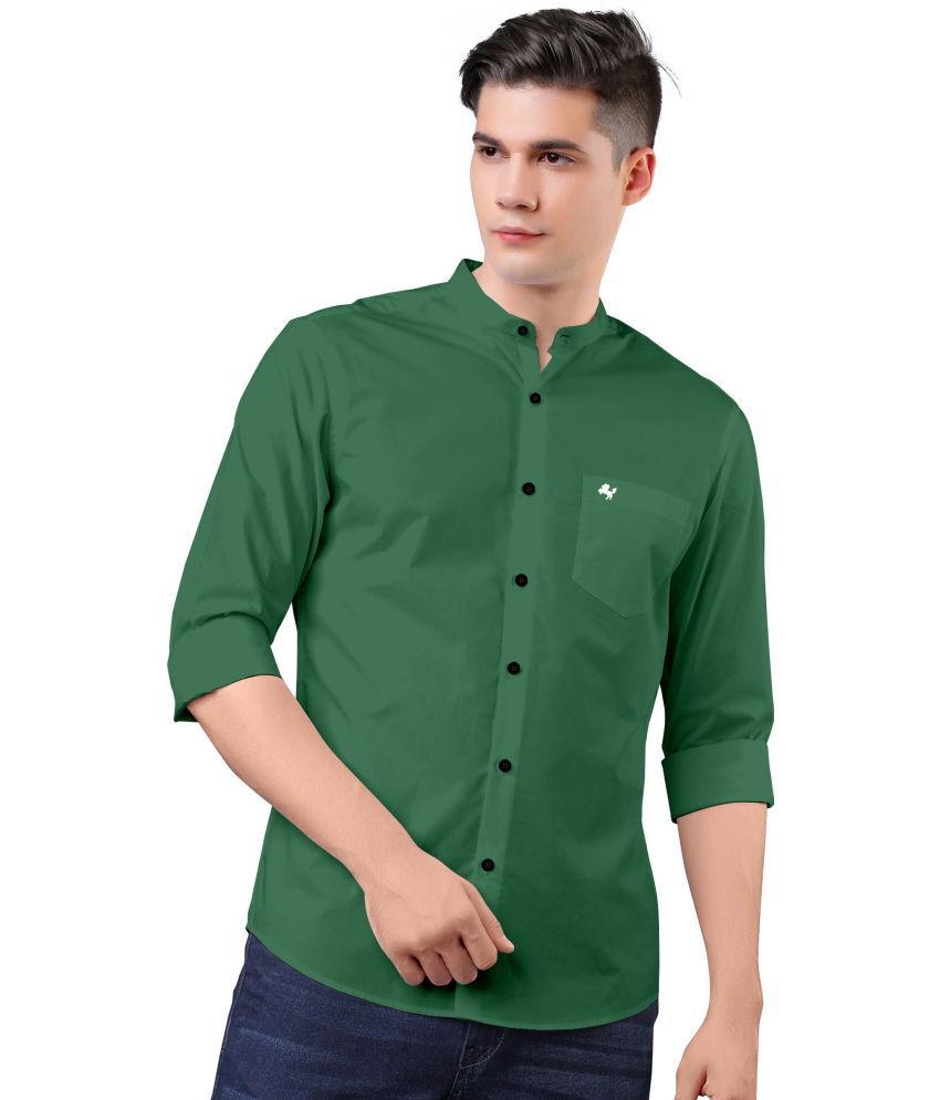     			Fatty Mouse Cotton Blend Regular Fit Solids Full Sleeves Men's Casual Shirt - Dark Green ( Pack of 1 )