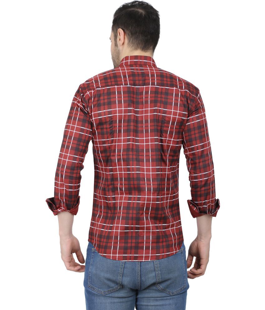     			Fatty Mouse Cotton Blend Regular Fit Checks Full Sleeves Men's Casual Shirt - Red ( Pack of 1 )