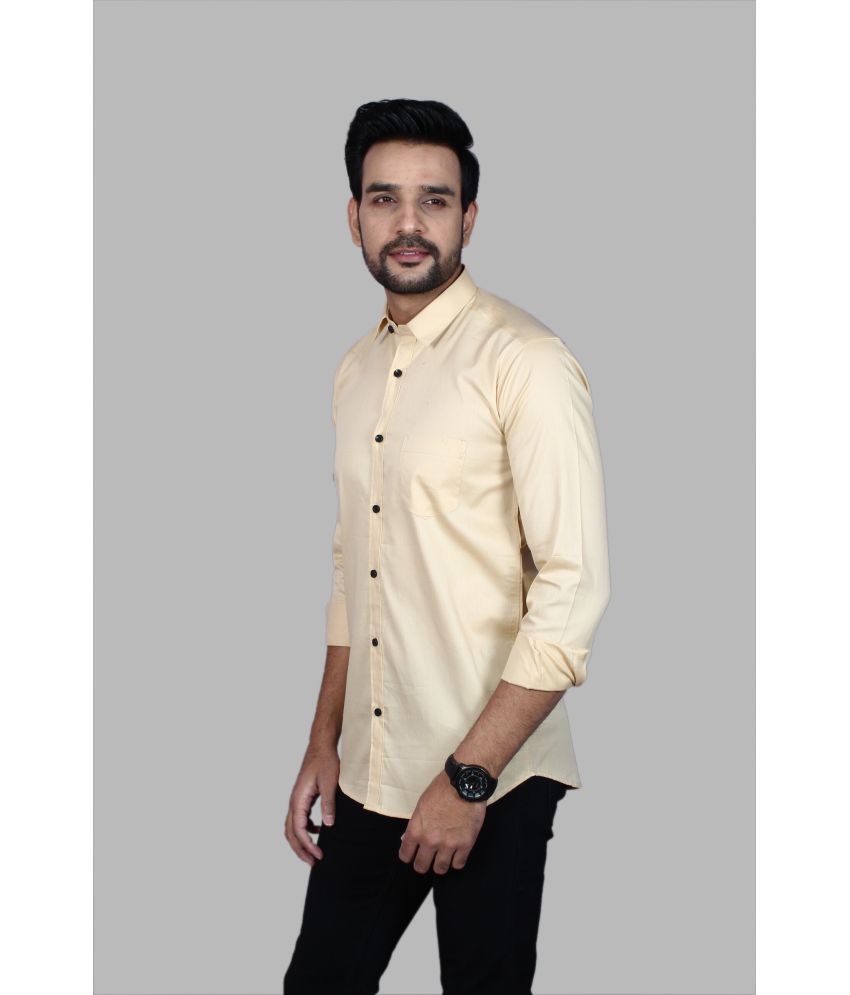     			Fatty Mouse Cotton Blend Regular Fit Solids Full Sleeves Men's Casual Shirt - Cream ( Pack of 1 )