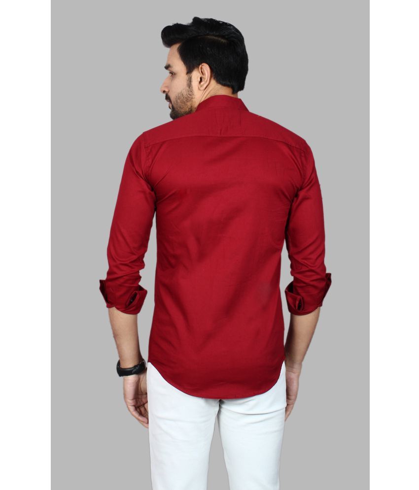     			Fatty Mouse Cotton Blend Regular Fit Solids Full Sleeves Men's Casual Shirt - Maroon ( Pack of 1 )