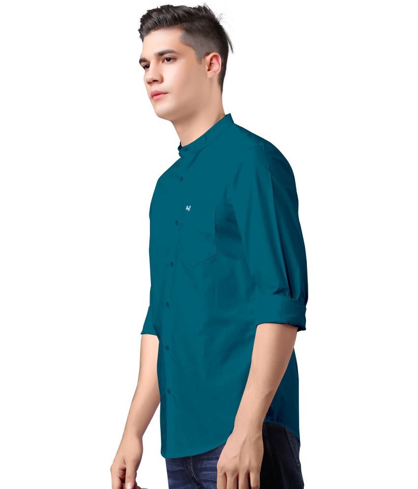     			Fatty Mouse Cotton Blend Regular Fit Solids Full Sleeves Men's Casual Shirt - Blue ( Pack of 1 )