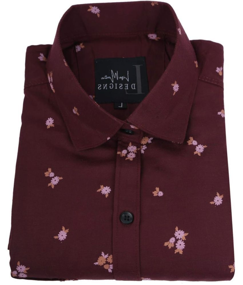     			Fatty Mouse Cotton Blend Regular Fit Printed Full Sleeves Men's Casual Shirt - Maroon ( Pack of 1 )