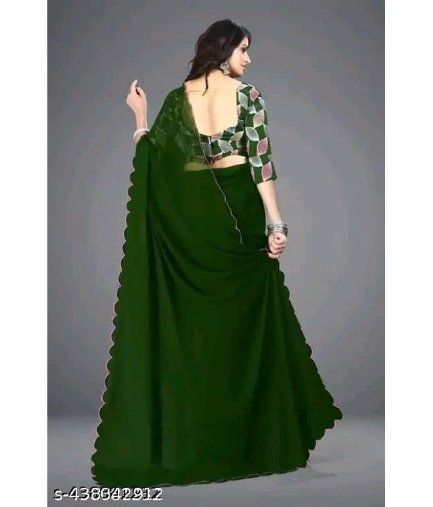     			GOPI SAREE Georgette Solid Saree With Blouse Piece ( Green , Pack of 1 )