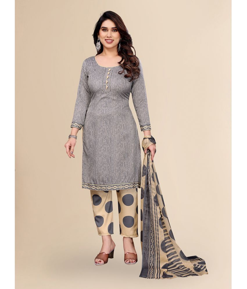     			Kashvi Unstitched Crepe Striped Dress Material - Grey ( Pack of 1 )