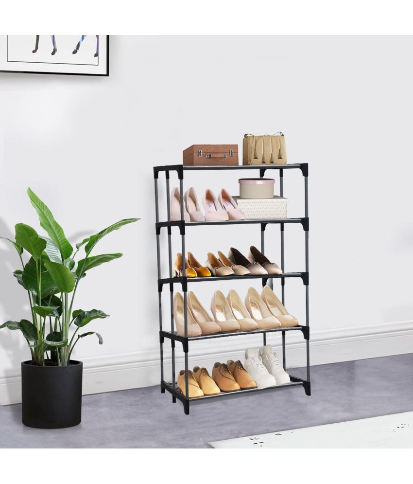     			PHILOSHOP Metal 5 Tier Shoe Rack Silver