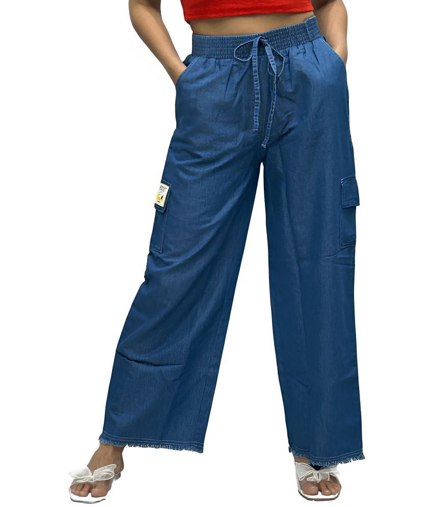     			Reoutlook Pack of 1 Denim Loose Women's Cargo Pants ( Blue )