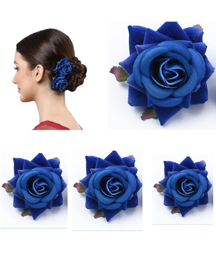     			Rhosyn Blue Women's Hair Clip ( Pack of 4 )