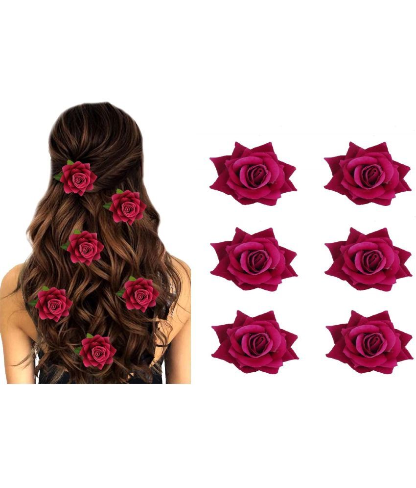     			Rhosyn Pink Women's Hair Clip ( Pack of 6 )