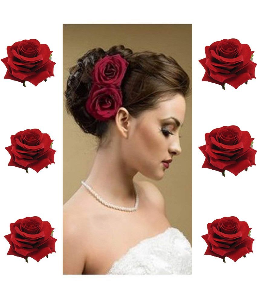     			Rhosyn Red Women's Hair Clip ( Pack of 6 )