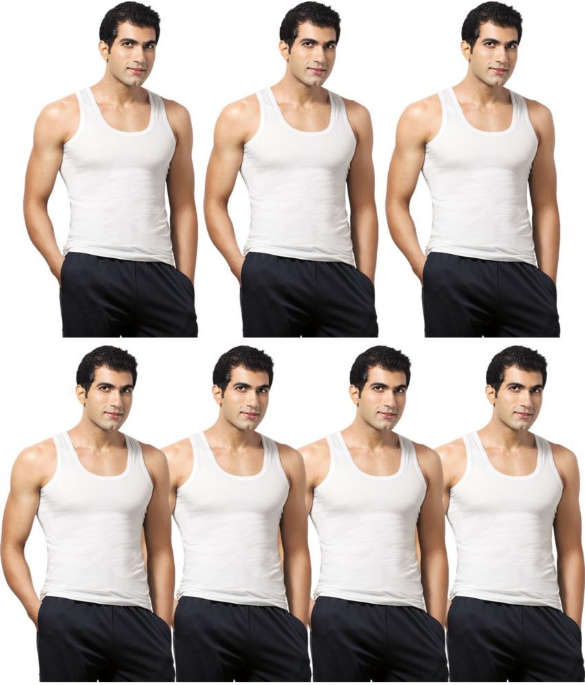     			VIP Pack of 7 Cotton Basic Vest For Men ( White )