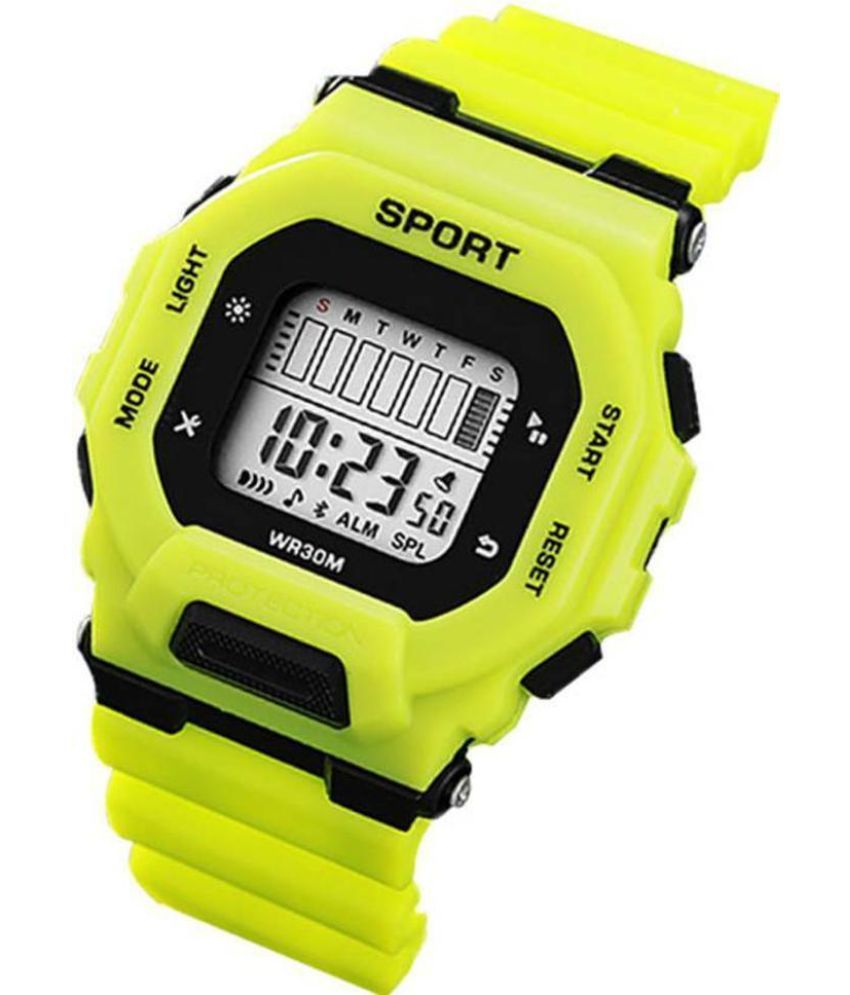     			YUKAX Yellow Silicon Digital Men's Watch