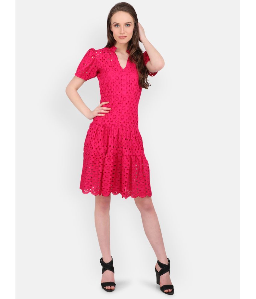     			marc louis Cotton Printed Knee Length Women's Fit & Flare Dress - Red ( Pack of 1 )