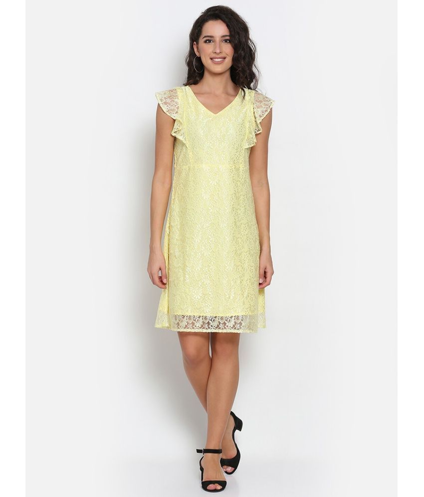     			marc louis Net Printed Mini Women's Fit & Flare Dress - Yellow ( Pack of 1 )