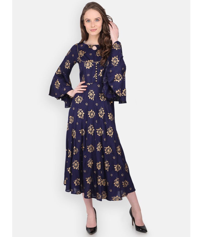     			marc louis Pack of 1 Viscose Rayon Printed Anarkali Women's Kurti - ( Blue )