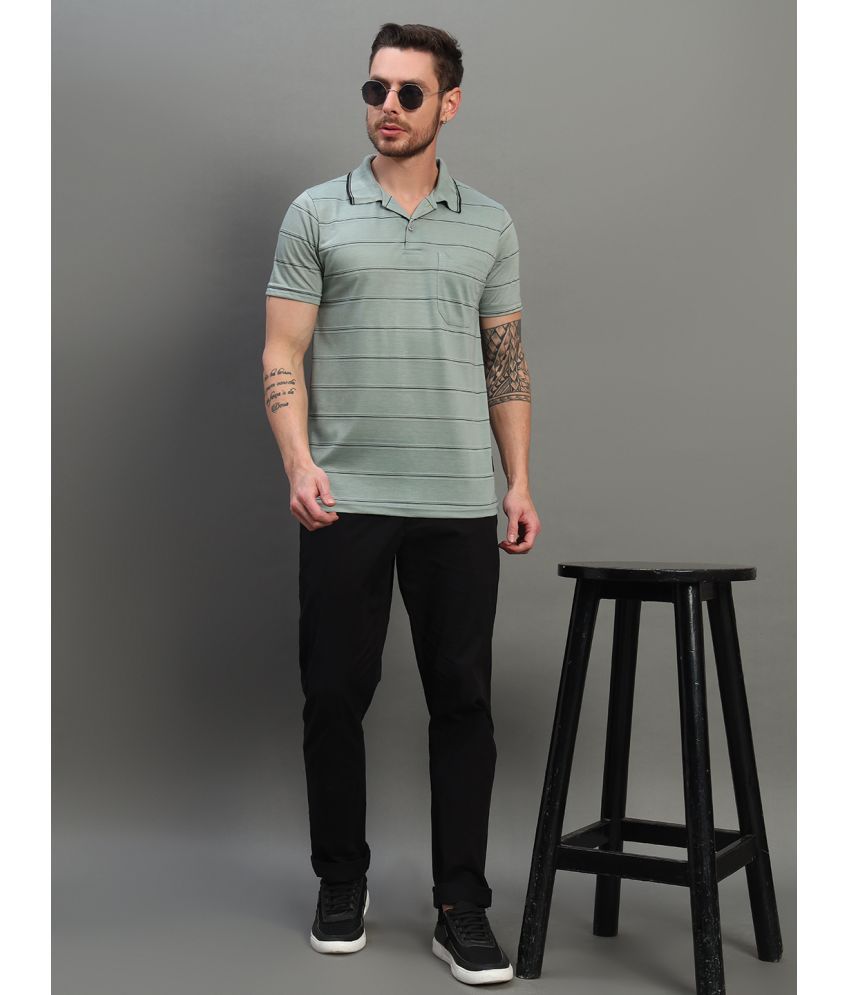     			renuovo Pack of 1 Cotton Blend Slim Fit Striped Half Sleeves Men's Polo T Shirt ( Dark Green )