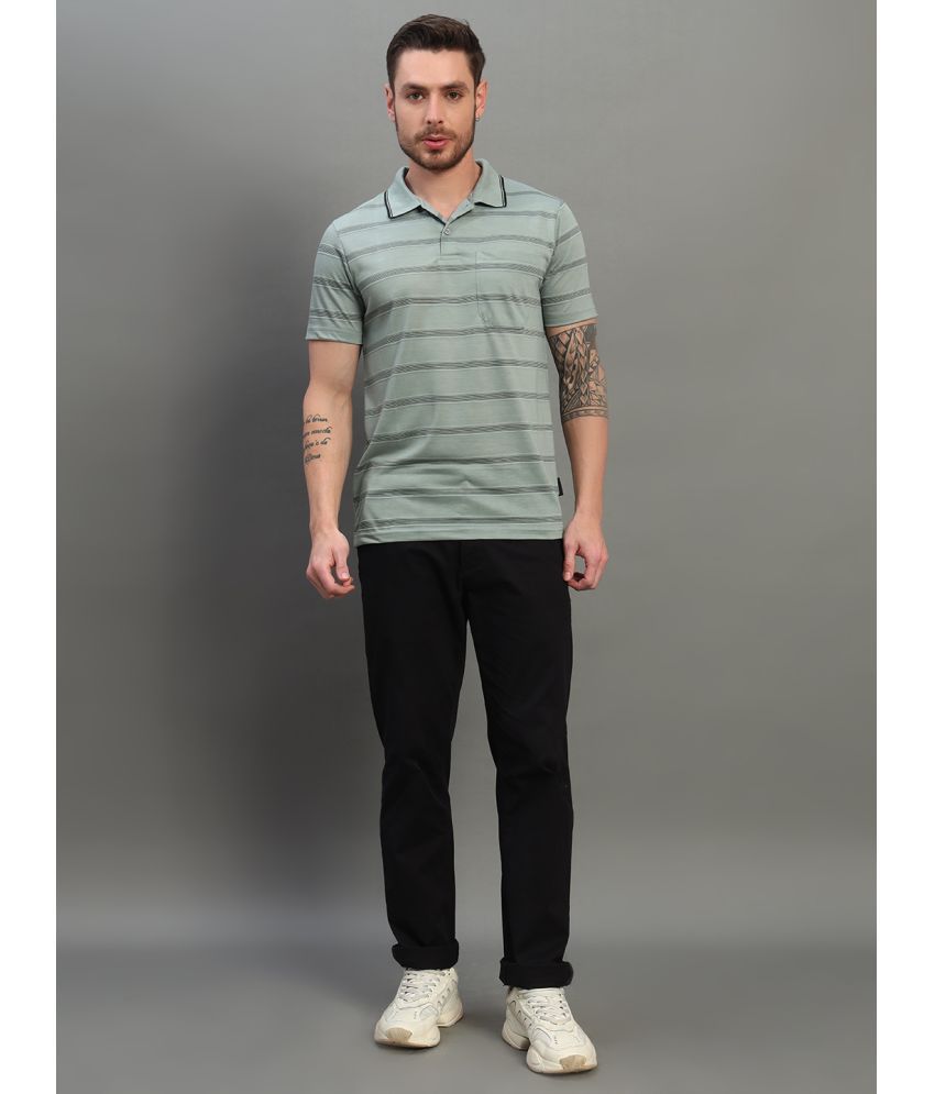     			renuovo Pack of 1 Cotton Blend Slim Fit Striped Half Sleeves Men's Polo T Shirt ( Dark Green )