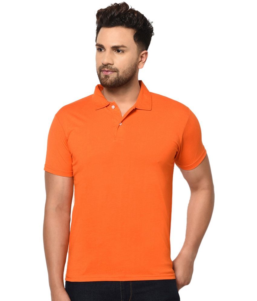     			Funky Guys Pack of 1 Cotton Blend Slim Fit Solid Half Sleeves Men's Polo T Shirt ( Orange )