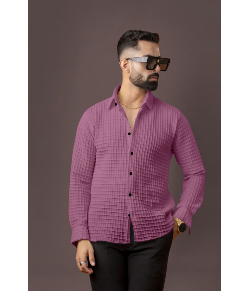     			LENRIZA 100% Cotton Regular Fit Checks Full Sleeves Men's Casual Shirt - Pink ( Pack of 1 )