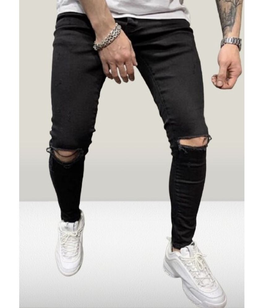     			POKHINDA Skinny Fit Distressed Men's Jeans - Black ( Pack of 1 )