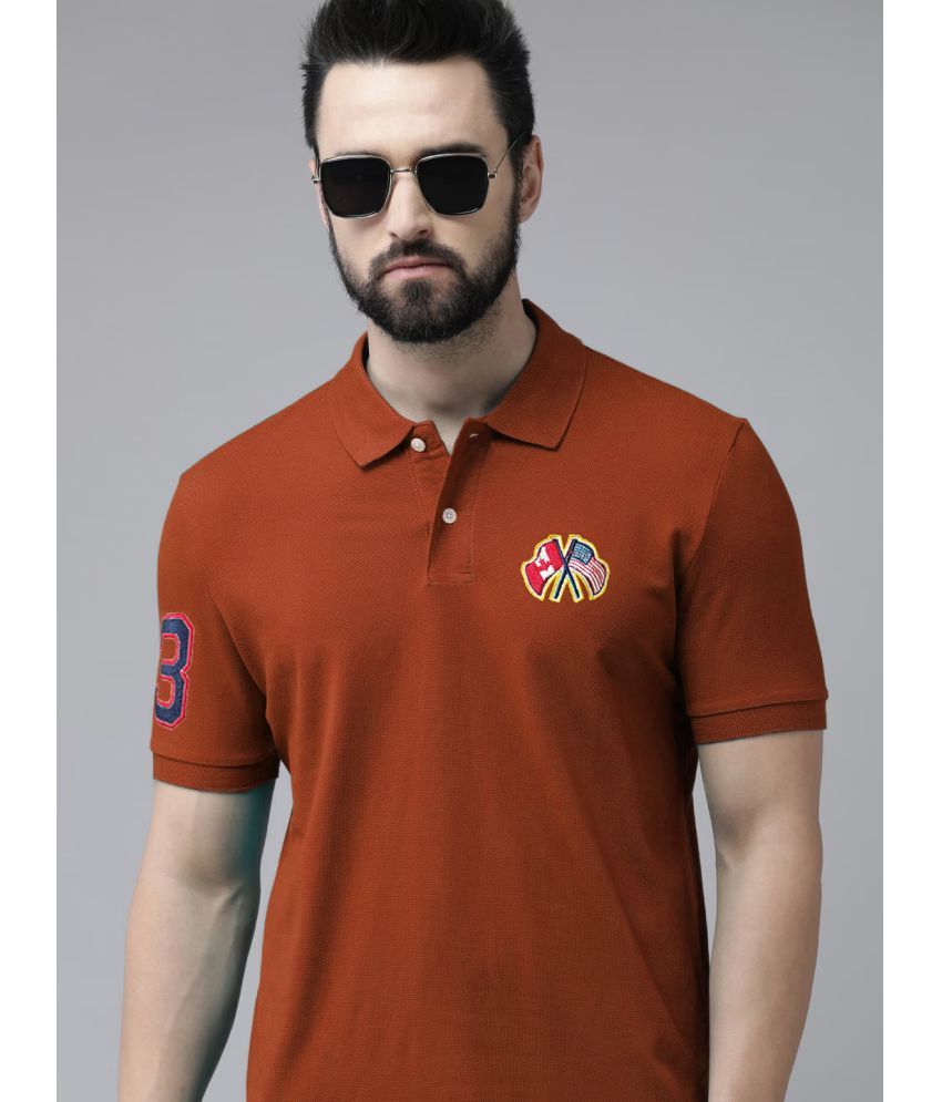     			AIN6 Pack of 1 Cotton Blend Regular Fit Solid Half Sleeves Men's Polo T Shirt ( Rust )