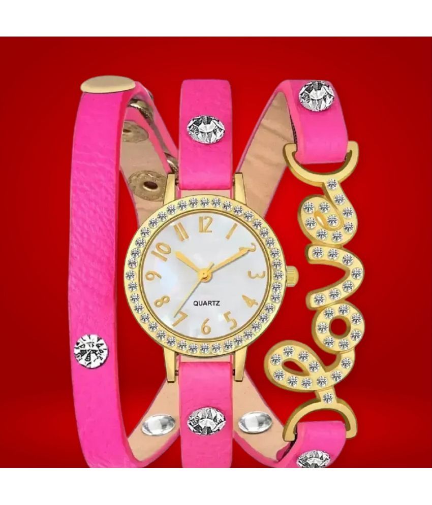     			Cosmic Pink Leather Analog Womens Watch