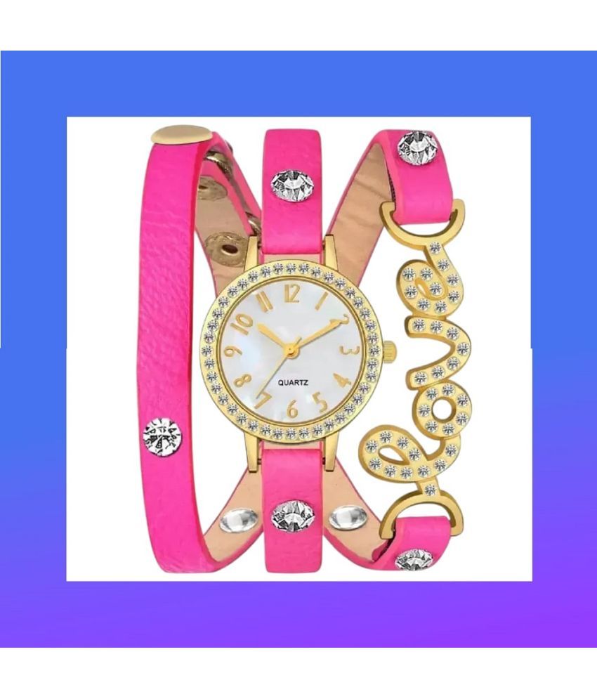     			Cosmic Pink Leather Analog Womens Watch