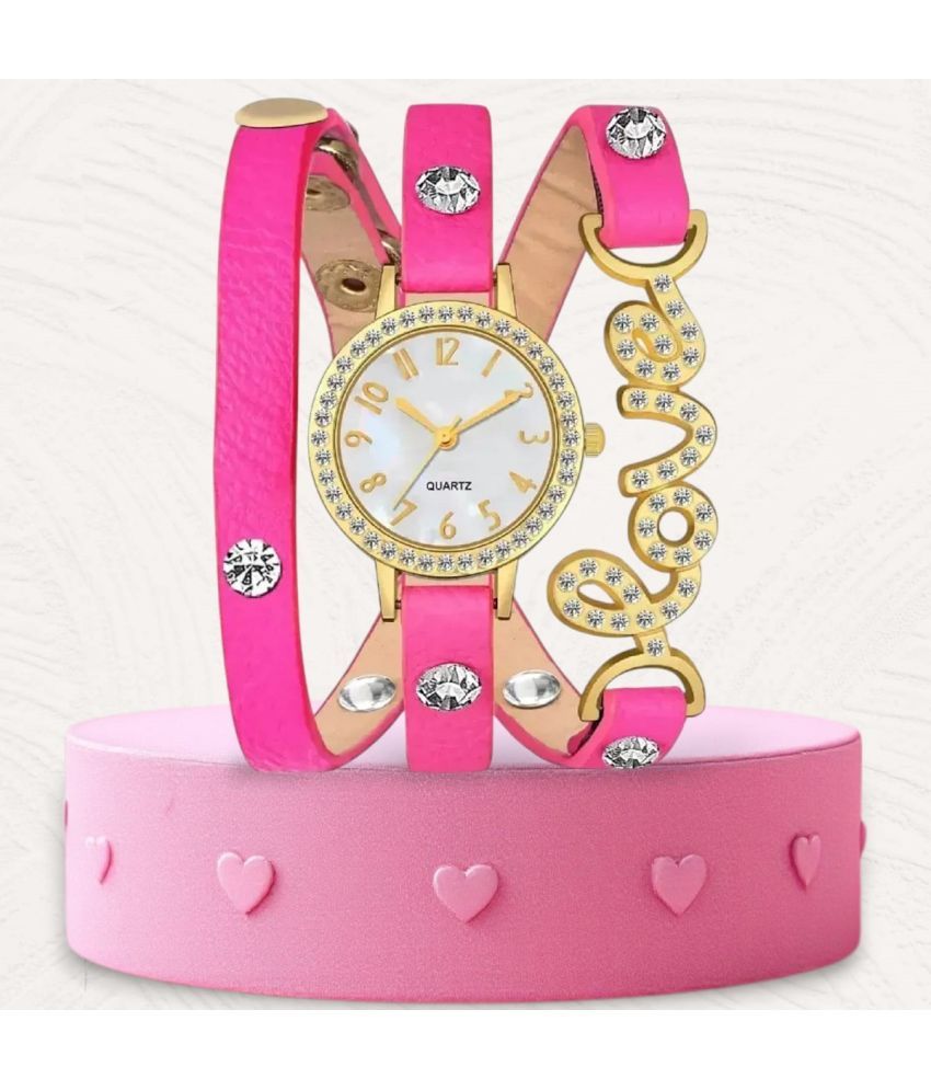     			DECLASSE Pink Leather Analog Womens Watch