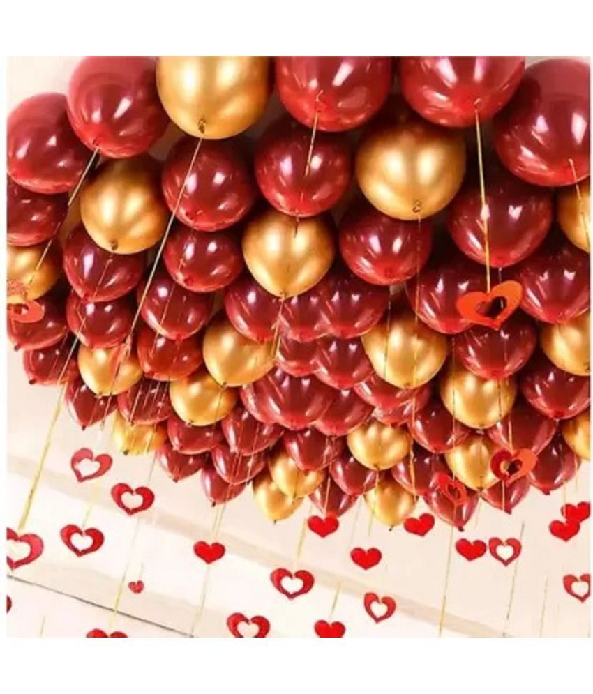     			HK Balloons 50pcs Red And Golden Balloon Birthday Decoration Item Metallic Red & Golden For Celebration Birthday, Anniversary, Baby Shower & Evets