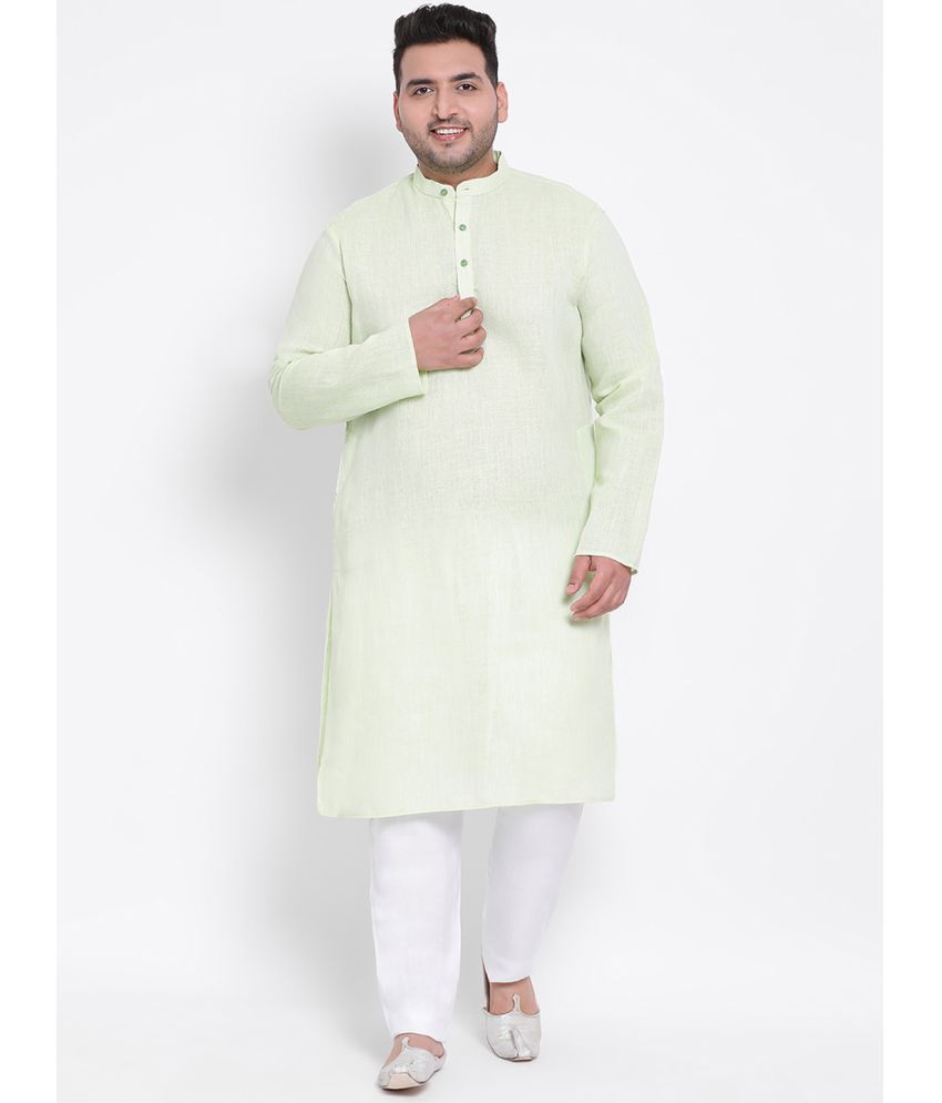     			Hangup Green Linen Regular Fit Men's Kurta Pyjama Set ( Pack of 1 )