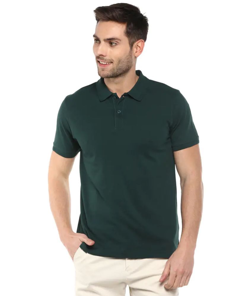     			KETEX Pack of 1 Cotton Blend Slim Fit Solid Half Sleeves Men's Polo T Shirt ( Olive Green )