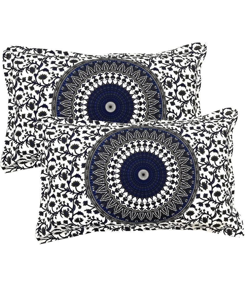     			Miyanbazaz Set of 2 Cotton Floral Cylindrical Cushion Cover (45X45)cm - Gray