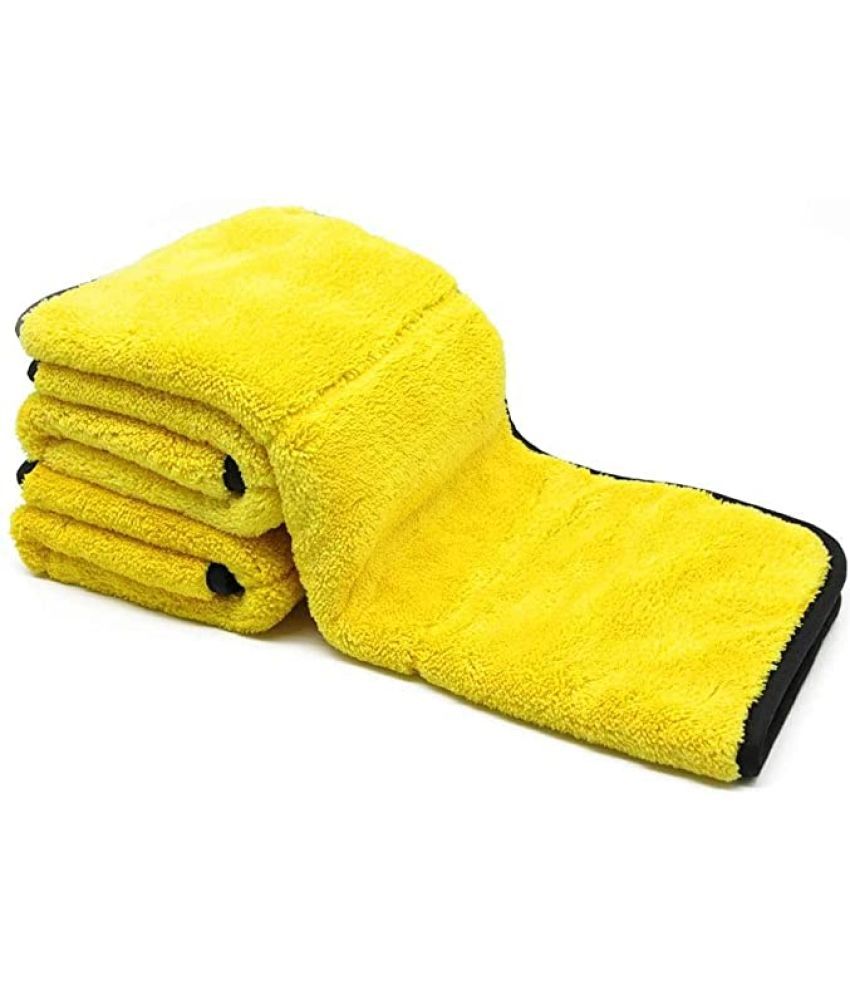     			Mockhe Yellow 600 GSM Microfiber Cloth For Automobile ( Pack of 5 )