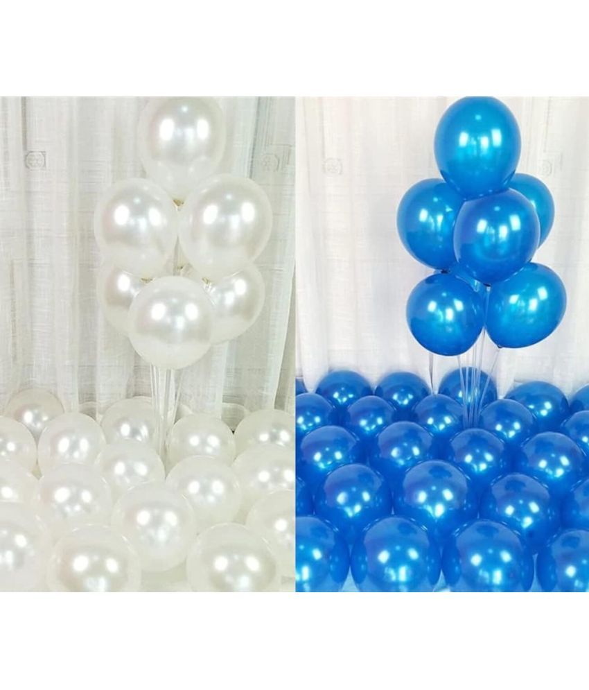     			PartyBooms Blue White Balloons Pack of 50 for birthday decoration items also suitable for Anniversary, Wedding, Celebration, Party