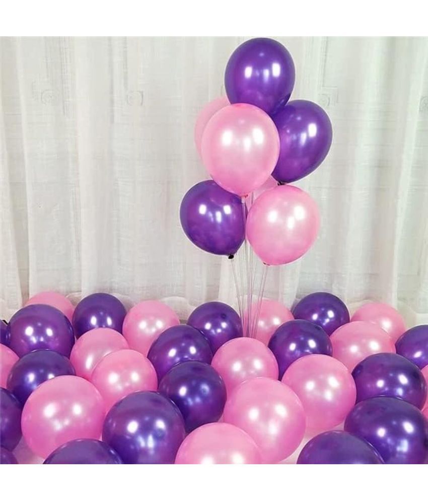     			PartyBooms Pink Purple Balloons Pack of 50 for birthday decoration items also suitable for Anniversary, Wedding, Celebration, Party