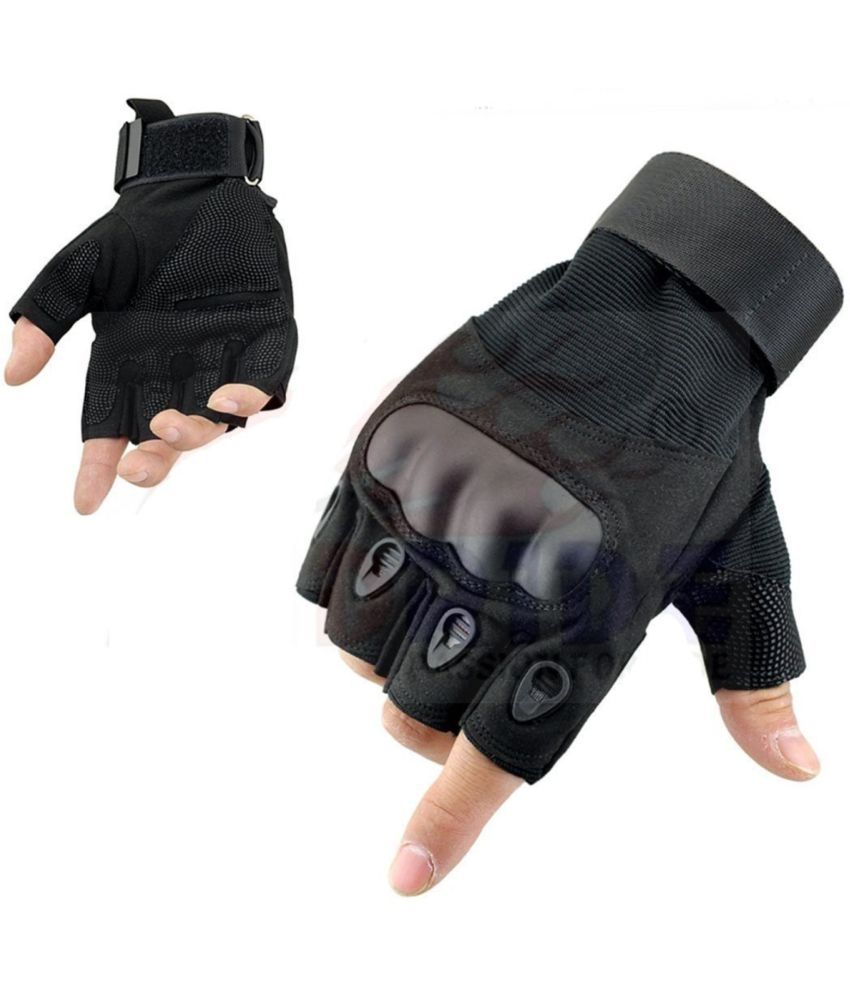     			Reoutlook Black Nylon Men's Biker Gloves ( Pack of 1 )