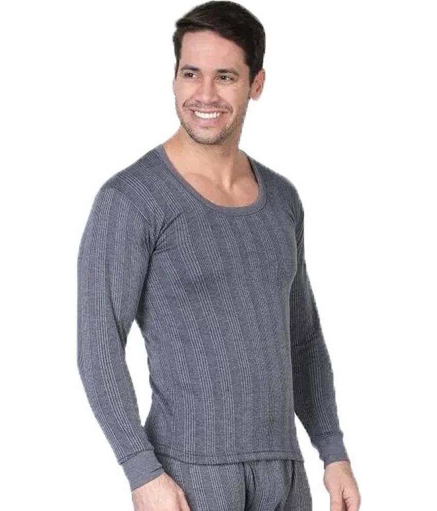     			Reoutlook Pack of 1 Cotton Blend Thermal Tops For Men's ( Grey )