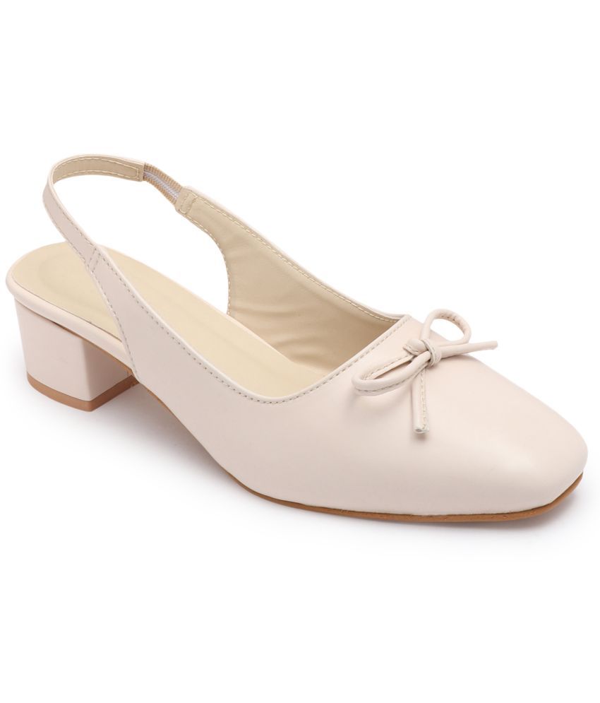     			Sneakersvilla Cream Women's Mules Heels