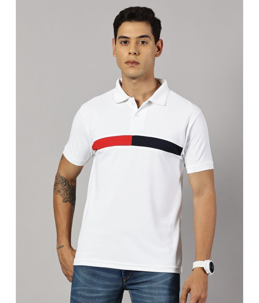     			Y.O.U. Pack of 1 Polyester Slim Fit Colorblock Half Sleeves Men's Polo T Shirt ( White )