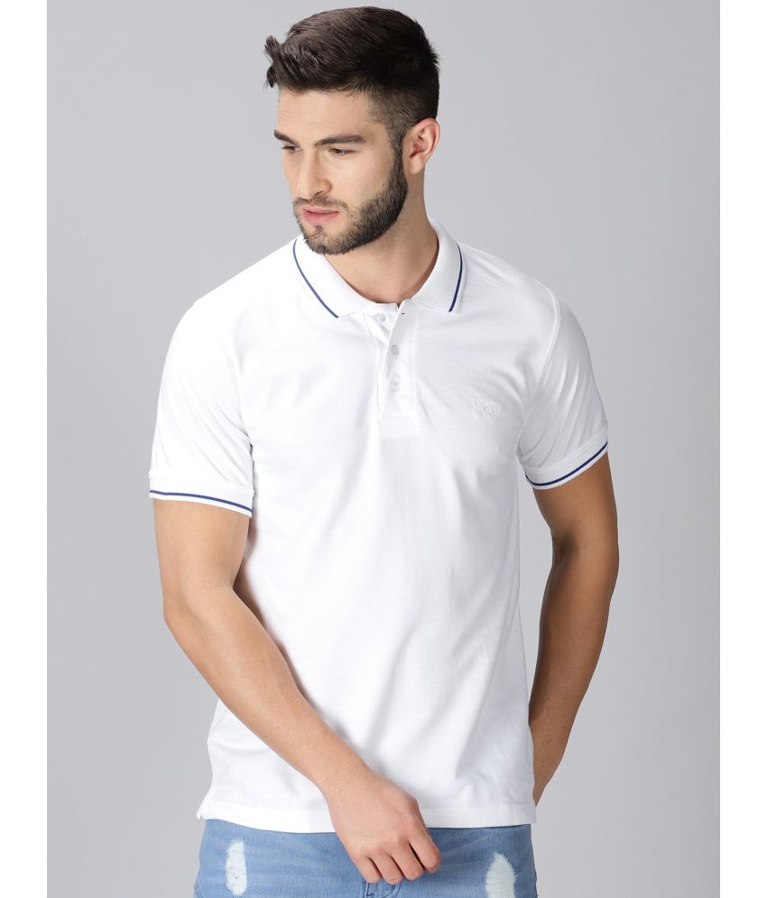     			Y.O.U. Pack of 1 Cotton Regular Fit Solid Half Sleeves Men's Polo T Shirt ( White )