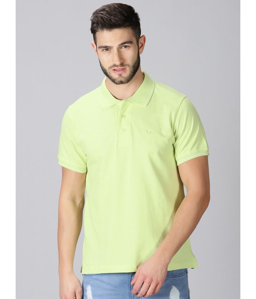     			Y.O.U. Pack of 1 Cotton Regular Fit Solid Half Sleeves Men's Polo T Shirt ( Green )