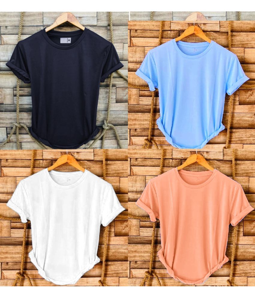     			nikline Polyester Regular Fit Solid Half Sleeves Men's Round T-Shirt - Multicolor10 ( Pack of 4 )