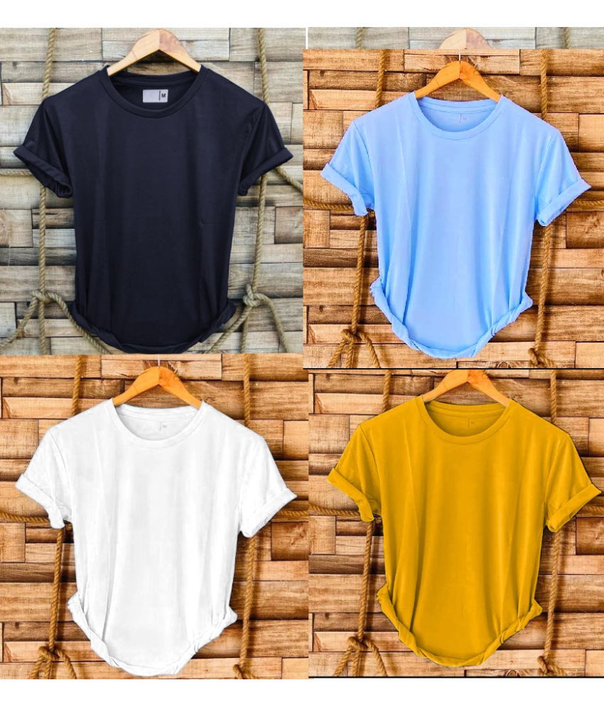     			nikline Polyester Regular Fit Solid Half Sleeves Men's Round T-Shirt - Multicolor11 ( Pack of 4 )