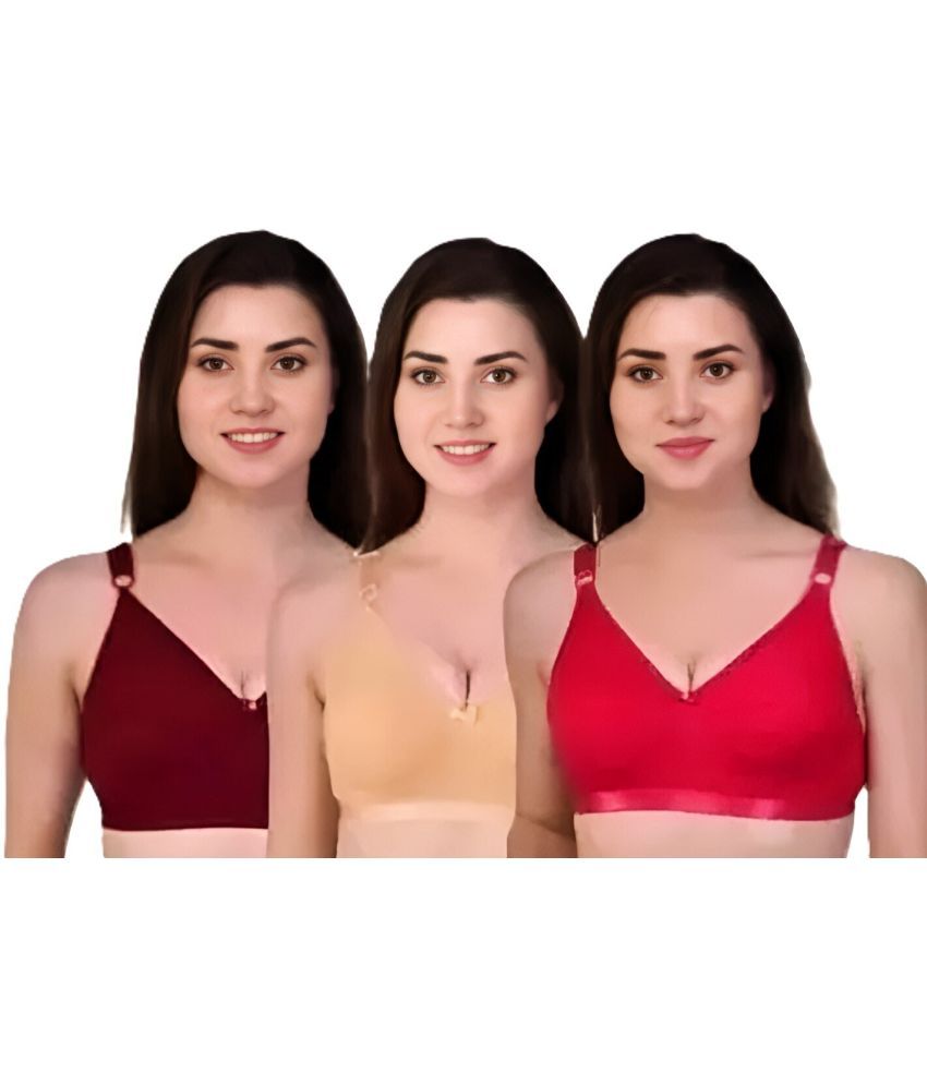     			skin beauty Pack of 3 Cotton Blend Non Padded T-Shirt Bra For Women ( Multicolor5 )