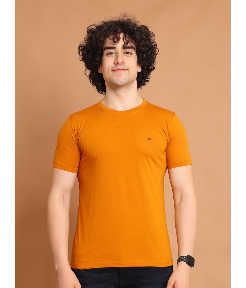     			BERRYBLUES 100% Cotton Regular Fit Solid Half Sleeves Men's Round T-Shirt - Brown ( Pack of 1 )