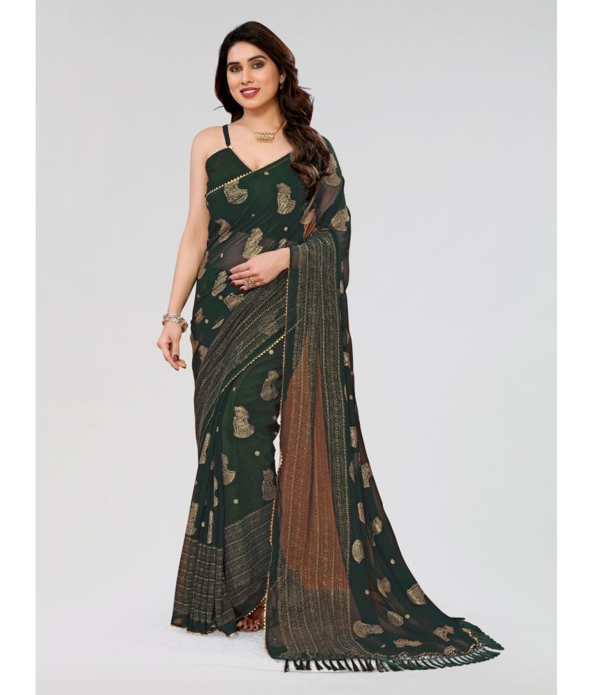     			DIKONA DESIGNER Georgette Solid Saree With Blouse Piece ( Green , Pack of 1 )