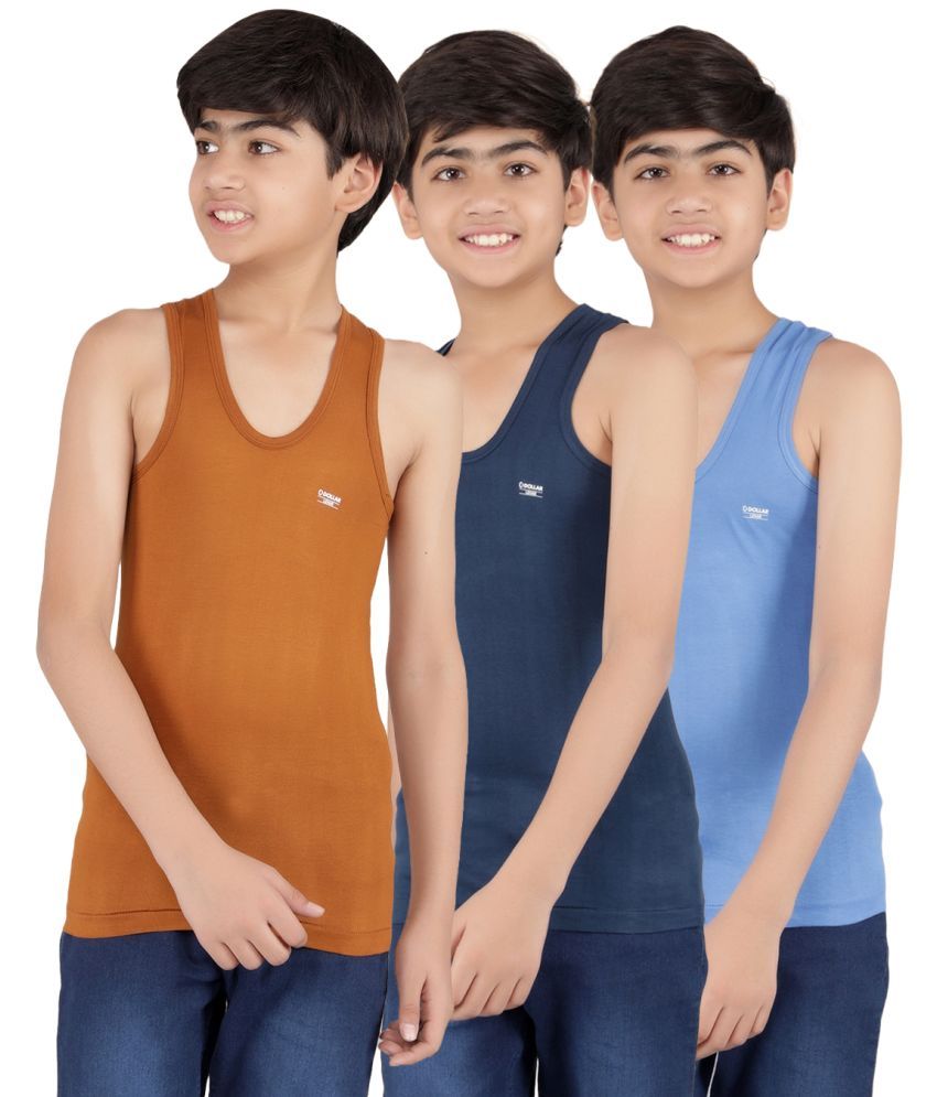     			Dollar lehar Pack of 3 Boys Cotton Vest ( Multicolor )