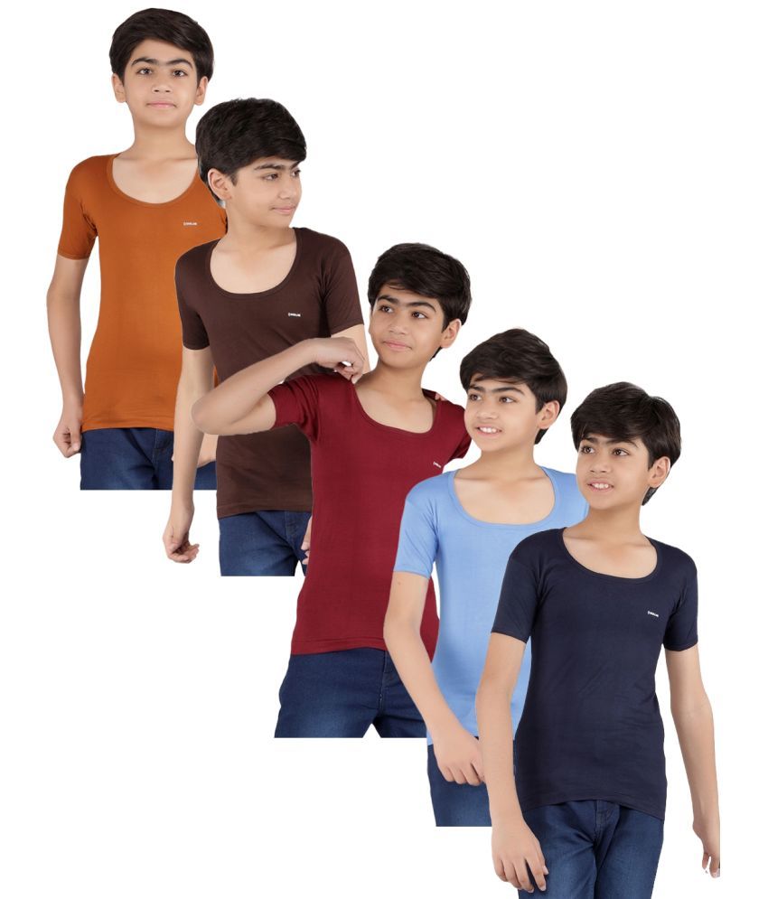     			Dollar lehar Pack of 5 Boys Cotton Vest ( Multicolor 8 )