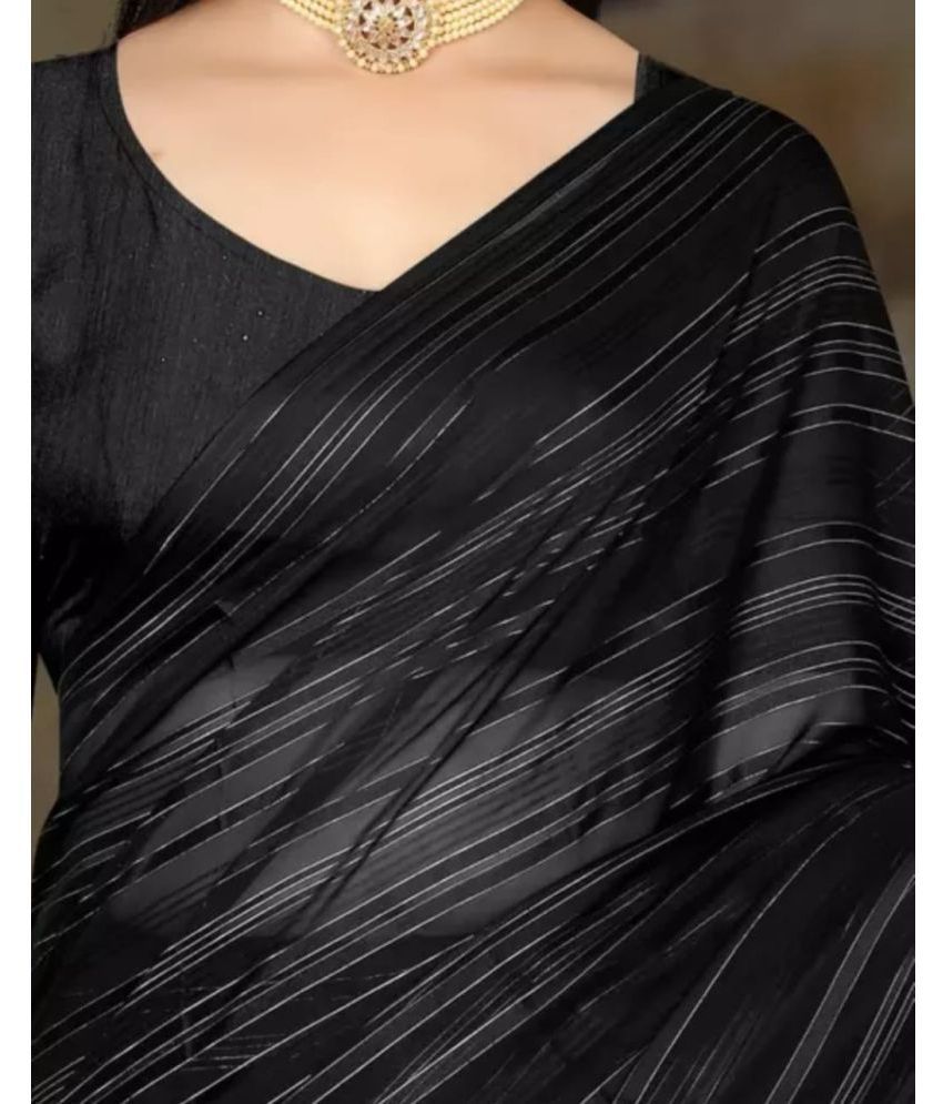     			Gullak Art Silk Dyed Saree With Blouse Piece ( Black , Pack of 1 )