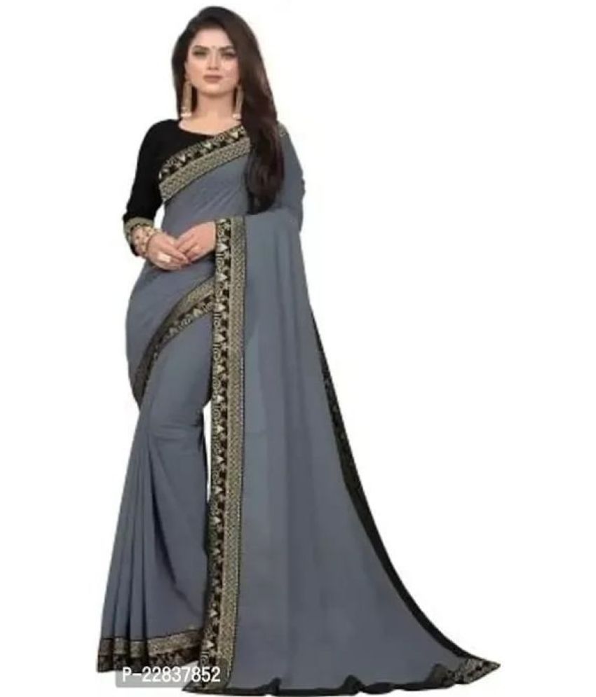     			Gullak Art Silk Dyed Saree With Blouse Piece ( Grey , Pack of 1 )