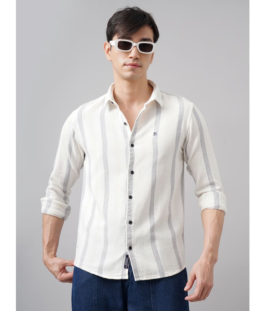     			Paul Street Cotton Blend Slim Fit Striped Full Sleeves Men's Casual Shirt - White ( Pack of 1 )